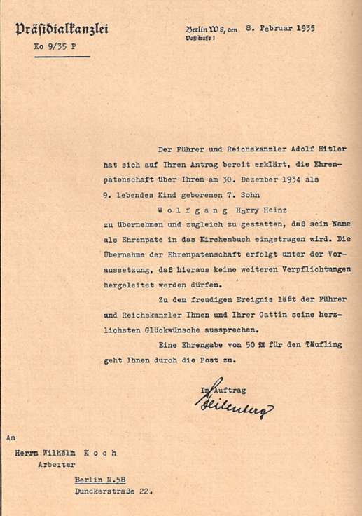 Hitler godfather letter