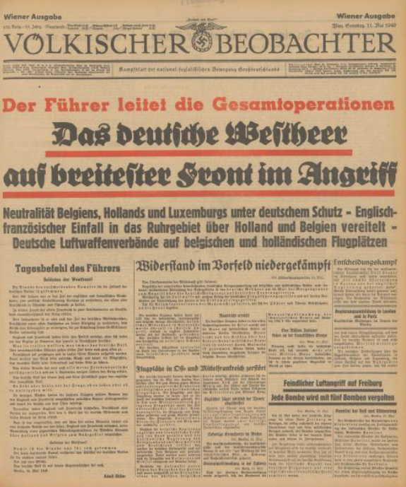 Völkischer Beobachter Front Pages: May 1940