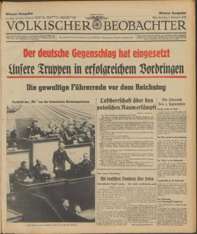 Völkischer Beobachter Front Pages: September 1939.