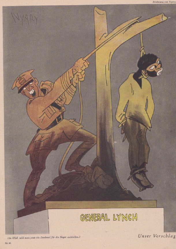 A caricature from 1943 suggesting a German monument for Black people.